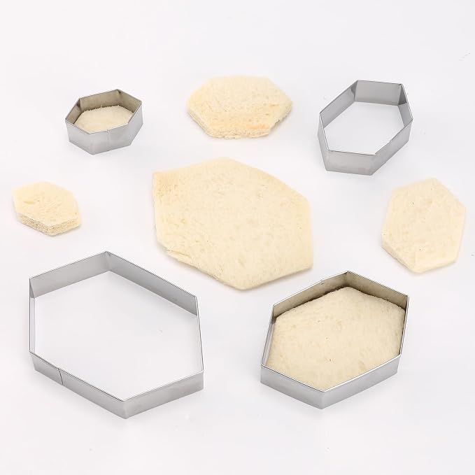 Hexagon Cookie Cutter Set 4 Sizes- 5 Inch, 4 Inch, 3 Inch, 2 Inch Stainless Steel Geometric Gem Cookie Cutters Shapes Molds