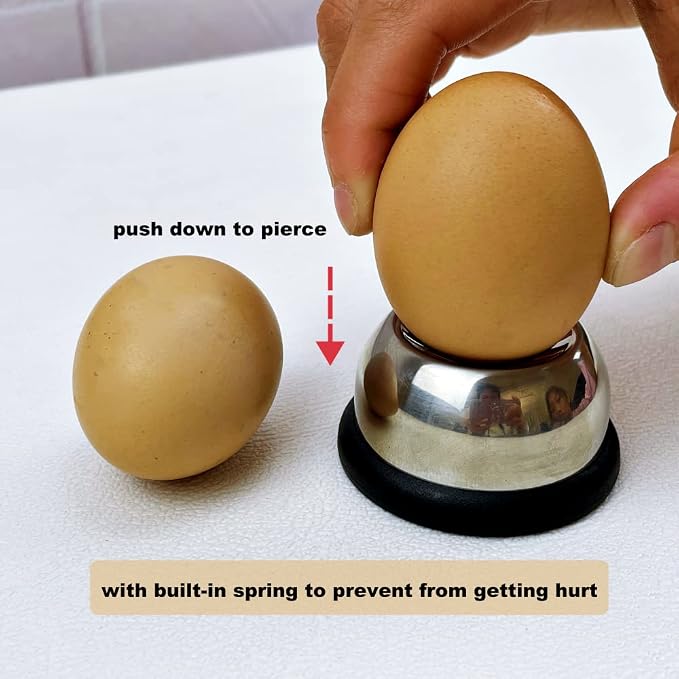 Stainless Steel Egg Piercer for Raw Eggs, Jawbush Heavy Duty Egg Poker with Sturdy Base and Sharp Pin to Get Good Hard Boiled Eggs, Anti-rust Easy Egg Peeler Kitchen Gadget