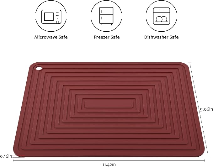 Silicone Trivets for Hot Dishes, Pads for Kitchen, Trivet for Hot Pots and Pans, Silicone Pot Holders Table Mat, Trivets for Quartz Countertops, Heat Resistant Mats Set 2 Burgundy