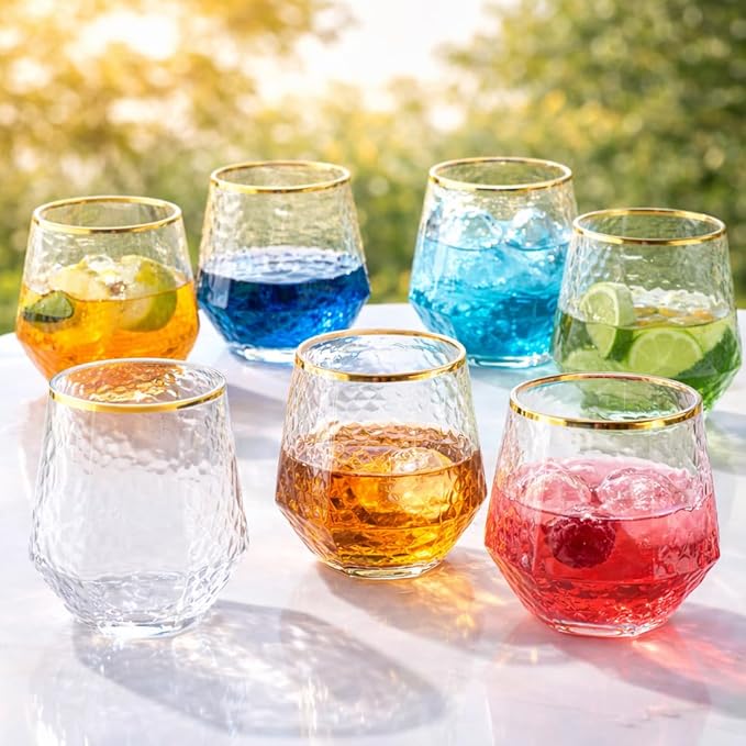 Oojami 48 Pack Plastic Champagne Flutes Stemless 9oz & 12oz Gold Rim Ribbed | Disposable Champagne Glasses, Mimosa Cups, Heavy Duty BPA-Free Shatterproof Recyclable, Wedding Birthday Cocktail Party