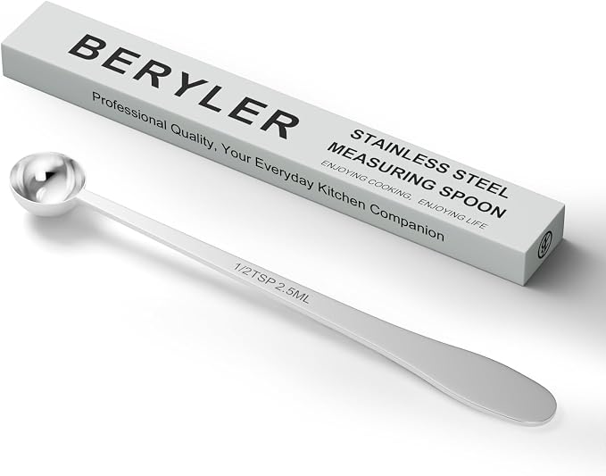 1PCS 1/2Teaspoon(1/2tsp, 2.5ml) Extra-long Handle Measuring Spoon | 18/8(304) Stainless Steel, Food-Grade, High Precision, Durable, ‌Rust-Free, Dishwasher-Safe, Easy-Read Marking
