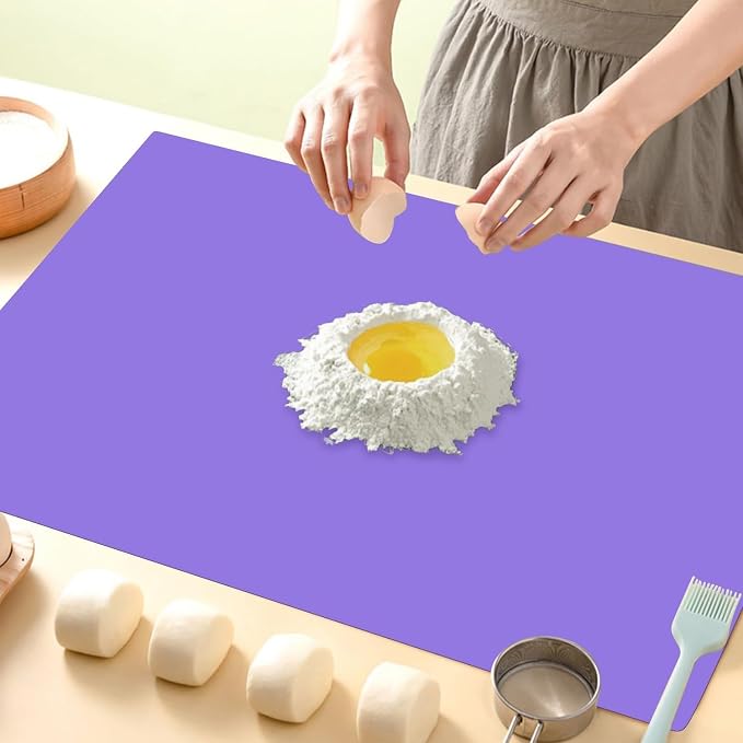Extra Large Silicone Mats For Kitchen Counter, 27.6'' x 16'' Nonskid Silicone Placemats for Kids, Nonstick Purple Silicone Mat for Baking Crafts, Silicone Dab Mat Heat Resistant, 1Pack