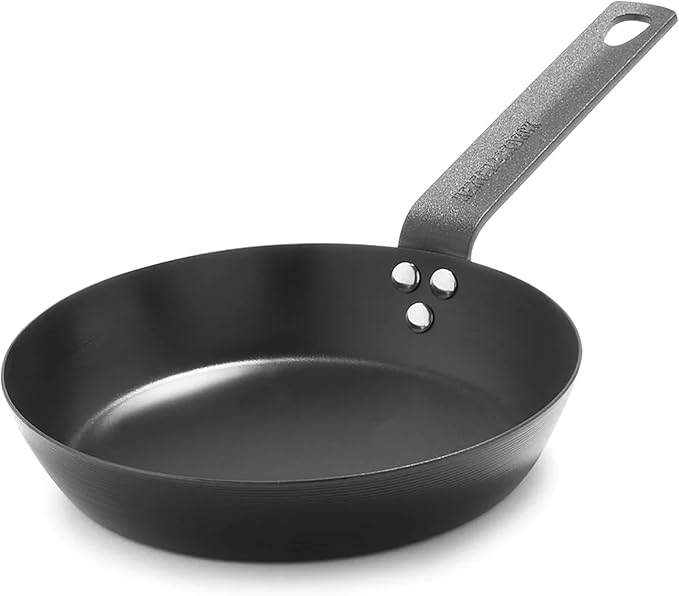Merten & Storck 8" Pre-Seasoned Carbon Steel Frying Pan Skillet | Natural Nonstick with Use, Induction & All Stovetop Suitable, Grill & Campfire Safe, Even Heating, Indoor/Outdoor Use