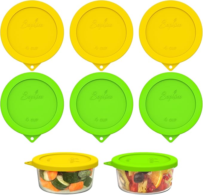 SOPHICO 4 Cup Silicone Lids Replacement for Pyrex & Anchor Hocking 7201-PC | Food Grade Silicone, Leakproof、Airtight Lids, Dishwasher Microwave Safe
