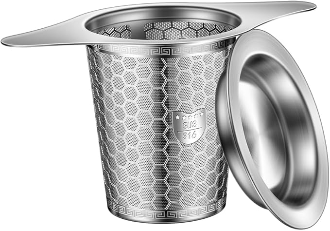 Tea Infuser for Loose Leaf Tea, BOMANSI BOMS 316 Stainless Steel Tea Infuser with Handles, Extra Fine Mesh Tea Strainers Filter Fine Tea Leaves, Fits Tea Pots, Mugs, 1 Pack