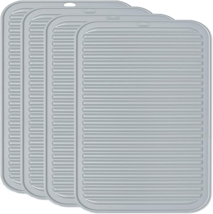 Extra Large Silicone Trivets for Hot Pots and Pans 16x12 Inch, Heat Resistant Hot Pads for Countertops, Hot Dishes, Pot Holders for Kitchen, 4 Pieces, Grey