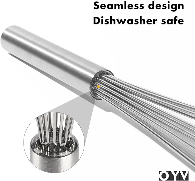 OYV 18/10 Stainless Steel Large Whisk, 17-Inch Heavy-Duty Kitchen Whisk | 2.5 mm Thick Wires, Sealed Waterproof Handle, 800°F Heat Resistant, Dishwasher Safe, For Restaurants And Large-Batch Mixing