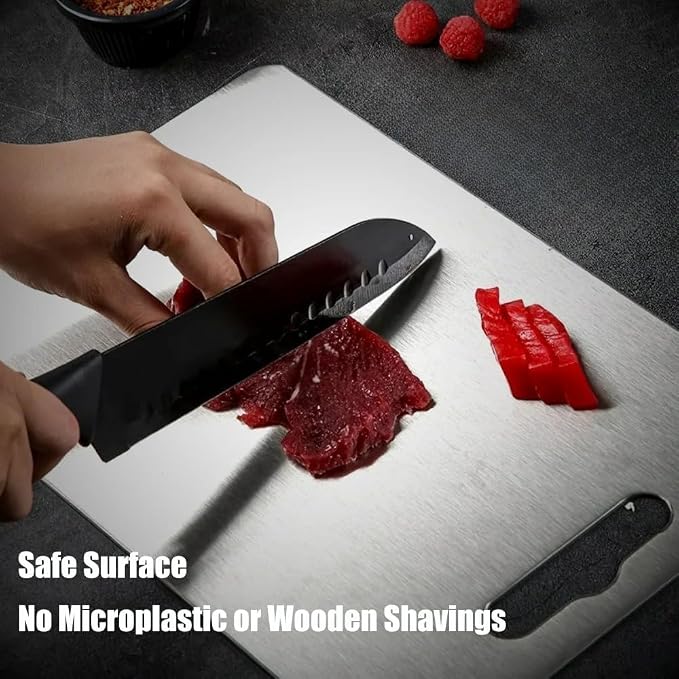Titanium Cutting Board - 2026 New Upgrade 100% Pure Titanium Cutting Boards for Kitchen Double Sided Non Toxic Titanware Cutting Board,Hygiene Durable Dishwasher Safe Chopping Board (14"L x 10"W)