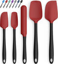 Coukre Silicone Spatula Set of 5,High Temperature Resistant, Food Grade Silicone, Dishwasher Safe, for Baking, Cooking (Red Black)
