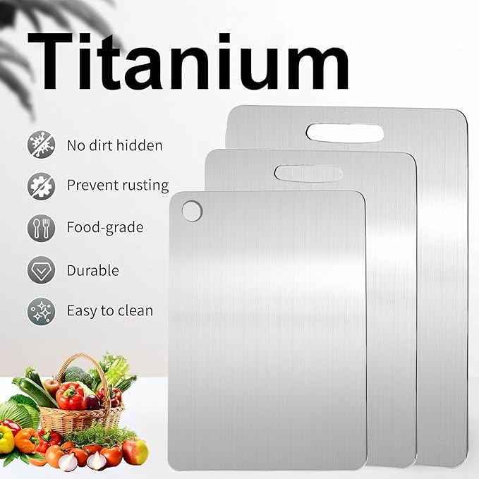 Titanium Cutting Boards for Kitchen, Non toxic Double-Side Available Chopping Boards, Easy to Clean and Store(3PCS-M+L+XL)