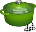 Umite Chef 7QT Enameled Cast Iron Dutch Oven with Lid & Cotton Potholders–Heavy-Duty Cookware for Bread Baking, Braising, Stews, Marinate, Cook,Refrigerate & Serve(Green)