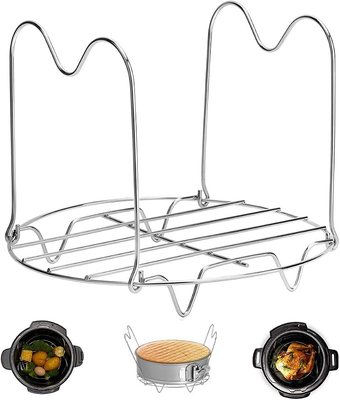Steamer Rack Trivet with Handles Compatible with Instant Pot Accessories 3 Qt 5 Quart, Pressure Cooker Trivet Wire Steam Rack, Great for Lifting out Whatever Delicious Meats & Veggies You Cook
