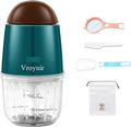 Mini Food Processor, Cordless Small Food Chopper & Blender, Dishwasher Safe | for Meat,Vegetables,Fruit – 200W Portable,6 Sharp Blades–1.3 Cup (10 oz) Glass Container, Compact Kitchen Gadget