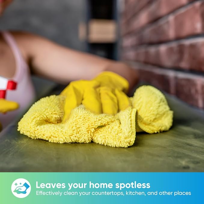 HOMEXCEL Yellow Microfiber Cleaning Cloth, 24 Pack Premium Microfiber Towels for Cars, Lint Free, Highly Absorbent, Reusable Cleaning Rags for Car, Household, Kitchen, Window, 11.5"X11.5"