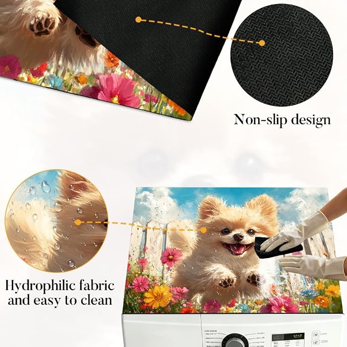 Stove top covers for electric stove 28.3 x 20.5 Inch Cute Dog Garden Scene Stove Top Covers