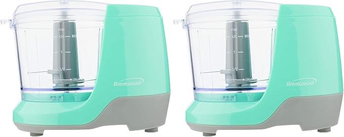 Brentwood MC-109BL Appliances 1.5-Cup Mini Food Chopper (Blue) (Pack of 2)