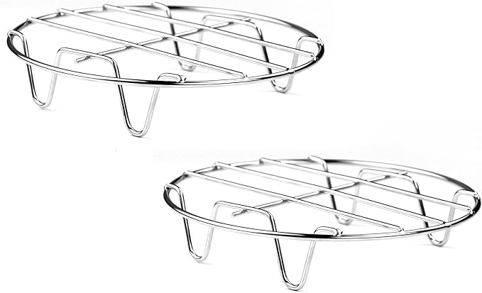 2 Pcs Steaming Rack, 5.9 Inch Round Shape Stainless Steel Steamer for Roasting Cooking, Cooling and Steaming in Kitchen and Outdoors (silver, 5.9 Inch)