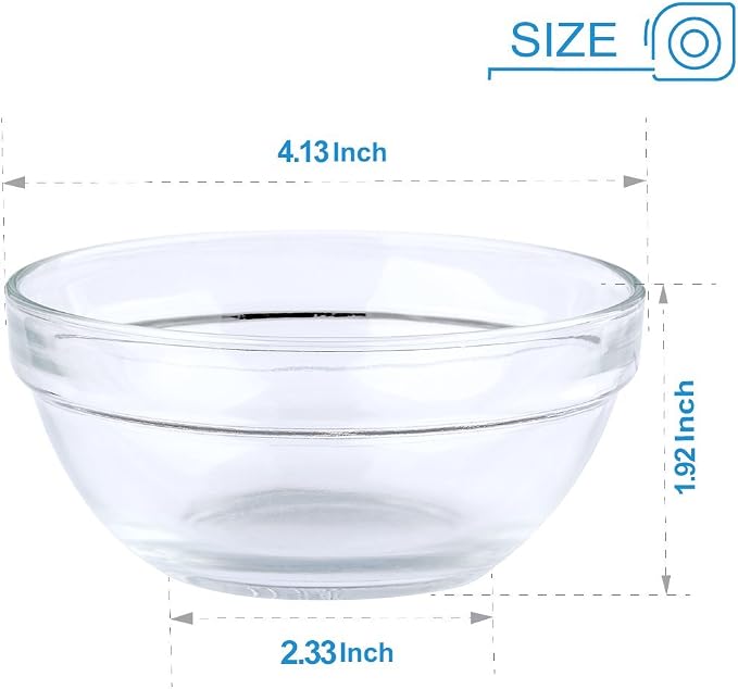 Maredash Mini Bowls 4 Inch Glass Bowls Set of 16 | For Kitchen Prep, Dessert, DipsCandy Dishes,small glass bowls ,prep bowls,pyrex bowls