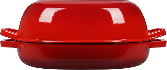 EDGING CASTING Enameled Cast Iron Oval Dutch Oven Pot with Lid, Dutch Oven for Sourdough Bread Baking, Bread Oven, Bread Dutch Oven, Oval Bread Pan, 7qt, Red