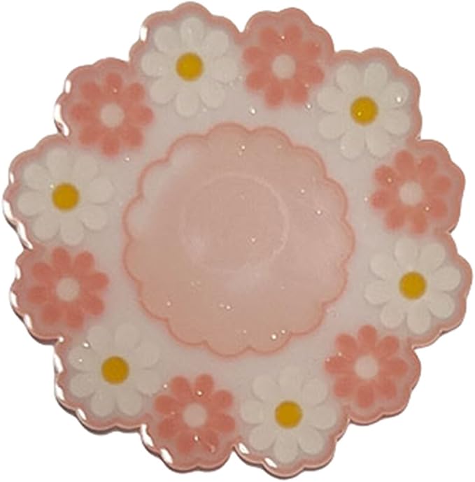 3Pcs Insulation Mat Daisy Cup Mat Cute Coaster Non-Slip Pad,Pink | Silicone Heat Insulation Table Mat,Bowl Placemat,Desk Decoration