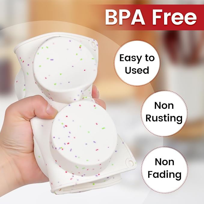 CAKETIME Muffin Top Pan, Silicone Egg Molds for Breakfast Sandwiches 3 Inch Round Baking Pan for Oven English Muffins, Whoopie Pies, Corn Bread, Bites, Tarts 2 Pack Confetti