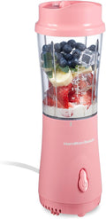 Hamilton Beach Portable Blender for Smoothies With 14 oz. Travel Jar | BPA Free Jar & Lid | Durable Stainless Steel Blades | 300 Watts Peak Power | Personal Smoothie Blender | Coral | 51171G