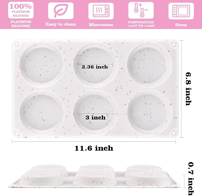 2 Pack Muffin Top Pans, Silicone Egg Molds for Breakfast Sandwiches 3 Inch Round Baking Pan for English Muffins, Egg Bites, Hamburger Bun, Corn Bread, Whoopie Pies, Tarts