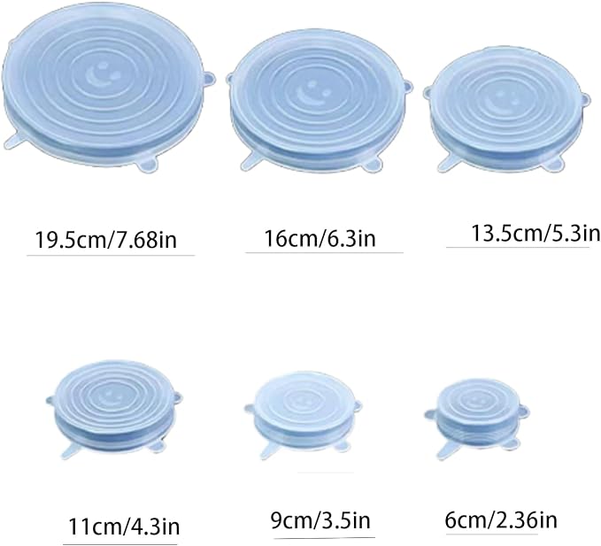 Silicone Food Storage Lids Set, Pink, 6 Sizes from 2.36 to 7.68 Inches, Reusable Stretch Container Covers, Airtight Bowl Covers (white)