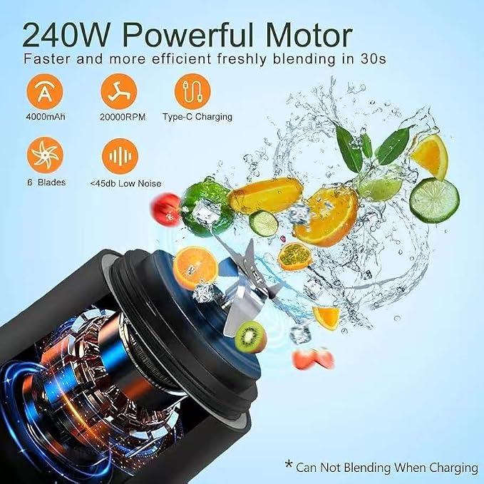 Portable Blender for Smoothies, Freshly Squeezed Juices, Milk shakes and Baby food, 20 oz BPA Free, Suitable for Outdoor Sports, Family, Travel. （Black）