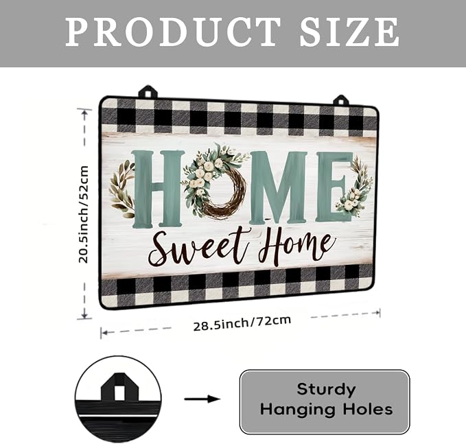 Home Sweet Home Glass Stove Top Cover Protector – Vintage Glass Cooktop Protector,Buffalo Check Cooktop Mat for Ceramic Countertop Mats Electric Stove Cover Festive Decor