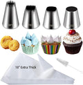 26PCS Extra Large Piping Tips and Bags Set,Jumbo Round Square Wide Star tip | for Churros,Eclairs,Macarons,Cupcakes,4Jumbo Frosting Nozzles,with 20Pcs 18Inch Large Pastry Bags Disposable,5Bag Ties,Bursh