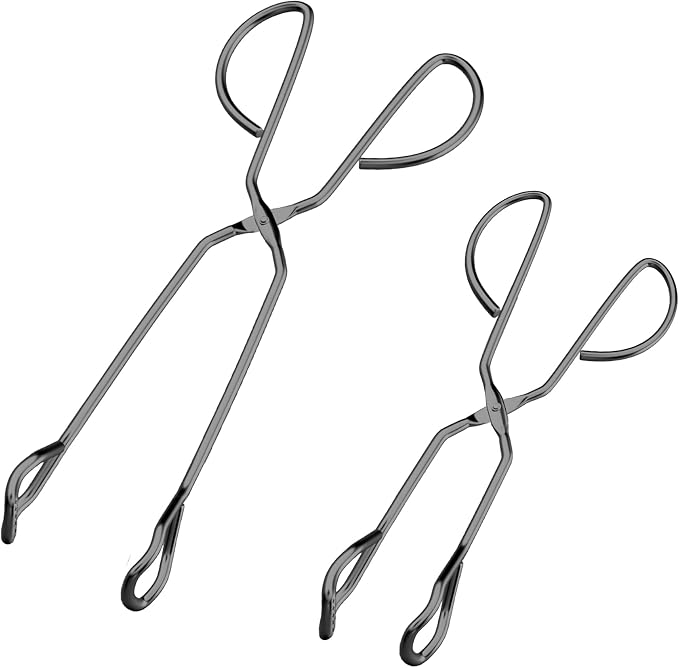 HINMAY 10" 13" Stainless Steel Kitchen Scissor Tongs, Set of 2 | Heavy Duty Non-Slip Comfortable Grip Metal Scissor Tongs for Cooking, Grilling & Serving