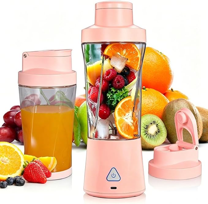 Personal Blender Wireless 24oz Cordless Mini 360 Watt Portable Blender-for Smoothies Freshly Squeezed Juices 6000mAh Self Cleaning and BPA Free Portable Juicer with 6 Sharp Blade Cute Pink