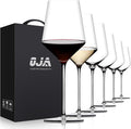 OJA Wine Glasses Set, Crystal Red Hand Blown Wine Glass, Set of 6, 15 oz | Long Stem, Thin Rim, Premium, Perfect for Red or White, Daily Use, Unique Wedding Anniversary or Birthday Gift