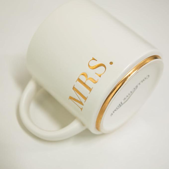 COLLECTIVE HOME Mr. & Mrs. Ceramic Coffee Mug Set, 15oz, 2-Piece | Luxury Wedding Gift for Couples, Elegant Coffee Cups for Newlyweds, Anniversary & Engagement Gift, Gift Box Set