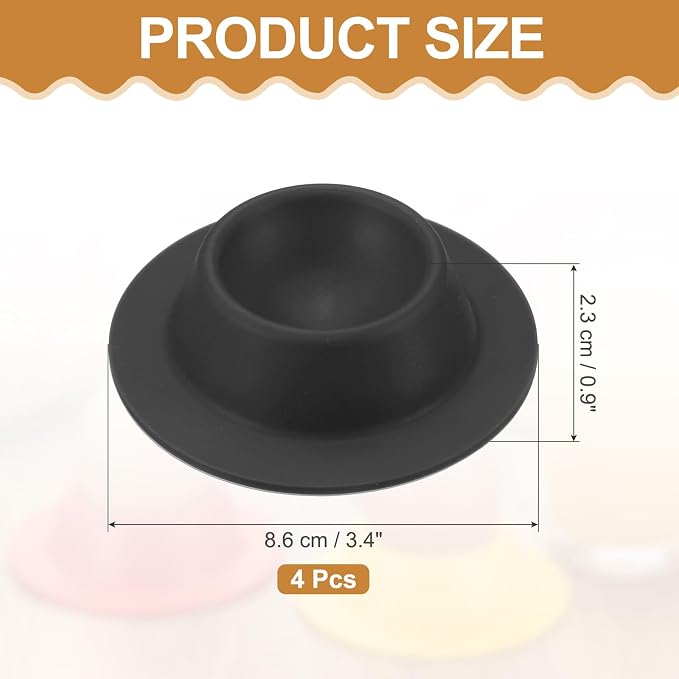 uxcell 4 Pack Soft Boiled Egg Holder, Nonstick Silicone Egg Poacher Cups Poached Cups Kitchen Breakfast Gadget for Microwave Air Fryer Stove Top Cooking Boiled Poached, Black