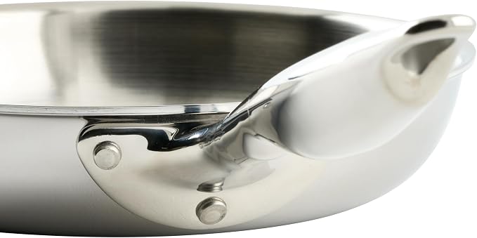 WINCO Tri-Ply Frying Pan, Silver | Induction compatible, Heavy-duty, Great for Sauteing, Searing and Frying
