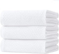 Homaxy 100% Cotton Oversized Waffle Weave Kitchen Towels, 3-Pack, White | 20 x 28 Inches, Ultra Soft Absorbent Dish Towels, Quick Drying Large Cleaning Towels