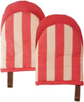 Folkulture Oven Mitts, Red Striped, Set of 2, Heat Resistant - (5.75"x9") | 100% Cotton, Non Slip, Silicone, Cute Striped Mini Mits with Hanging Loop, Kitchen Décor, Cooking Gifts, New Home Essentials