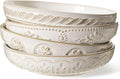 Pasta Bowls, 50oz Large Salad Serving Bowls, 9.75'' Plates Bowls Set of 4, Big White Ceramic Soup Bowls for Kitchen, Embossment Shallow Dinner Bowl, Microwave Dishwasher Safe, Multiple Patterns