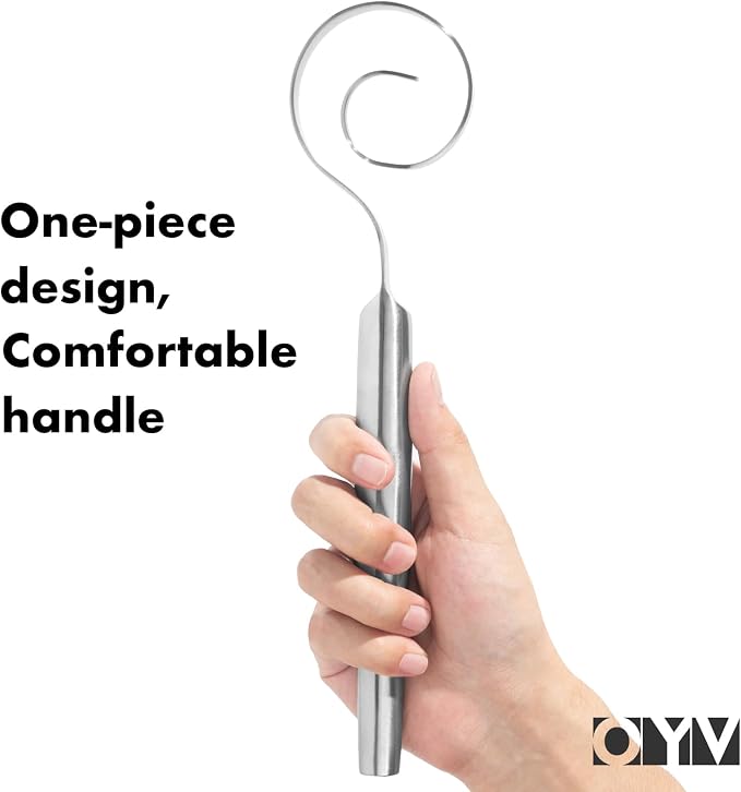OYV 12-Inch Seamless Dough Whisk, 18/10 Stainless Steel, Danish Dough Whisk | 2.5X Faster Mixing, Bread Whisk For Sourdough, Pizza, Cookies And Pastry, Ergonomic Grip, Dishwasher Safe, Easy To Clean