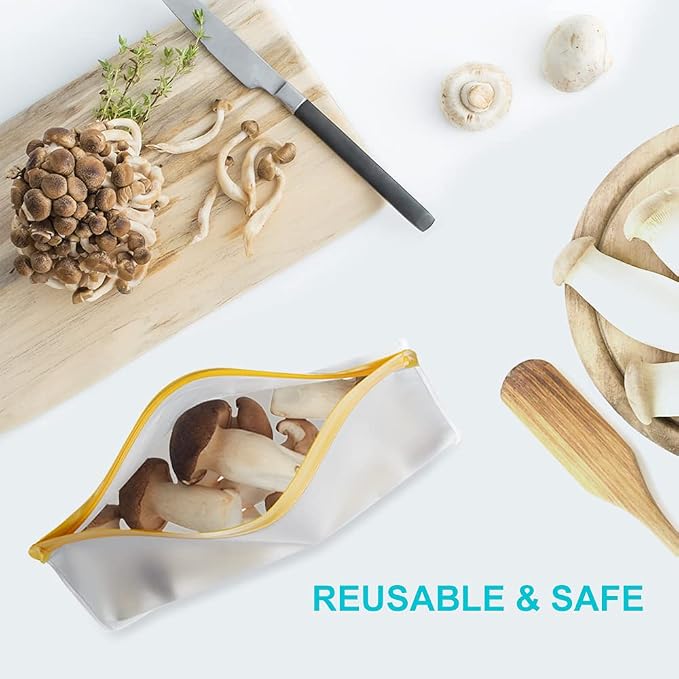 Reusable Food Storage Bags Stand Up, 9 Pack Leakproof Freezer Bags, BPA Free Gallon Bags, Reusable Plastic Snack Bags, Lunch Sandwich Bags for Home & Travel