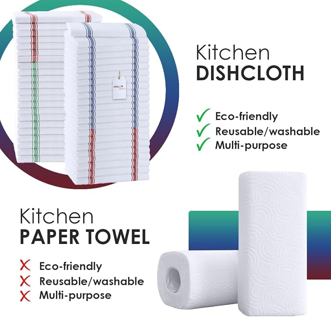 Dish Towels 45 Pack Multi-Stripe 100% Cotton Kitchen Towel 15x25 Inch Tea Towels, Dish Cloths for Washing Dishes, Kitchen Rags for Drying Dishes