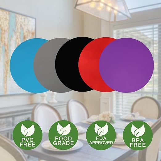 Silicone Microwave Mat 12 Inch, Non Stick Turntable Safe Baking Mat for Kitchen, Multi Purpose Heat Resistant Oven Mat, Trivet Mat, Placemat 2 Pack(Purple)