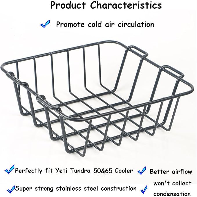 Cooler Basket for YETI Tundra 50 &65,1PCS,Insert Dry-Goods Basket Compatible with Cabela's 60QT,Igloo 52QT,Ozark Trail 52QT,Pelican Elite 45 & 70,Stainless Steel Wire Cooler Rack Basket