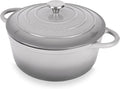Nuovva Enamelled Cast Iron Dutch Oven Pot with Lid-6.4 Quart Non Stick Casserole Pot-Heavy Duty & Oven Safe up to 500° F for Bread Baking, Braising, Stews, Roasting - 28cm Grey