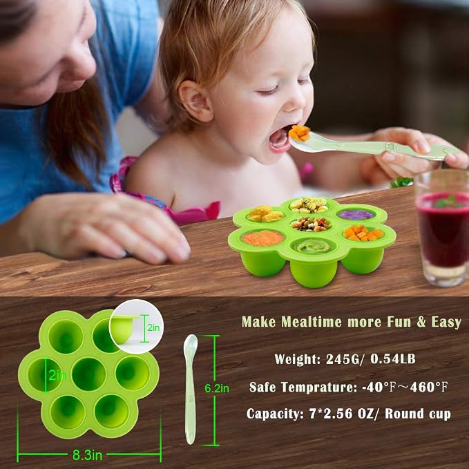 7PCS Silicone Egg Bites Mold Set with Steamer Rack for 6qt 8qt Instant Pot | Includes 2 Spoons and 2 Spatulas for Meal Prep, Breakfast Recipes, Steaming, Baking, and Convenient Homemade Egg Snacks