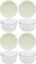 Pyrex 7202 1-Cup Bowls & 7202-PC Sour Cream Lids (4-Pack) - Made in USA | 7202-PC | Nonporous Surface | BPA-Free Covers | Stain-Resistant | Nestable Profile | Top-Rack Dishwasher-Safe