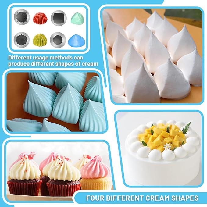 26PCS Extra Large Piping Tips and Bags Set,Jumbo Round Square Wide Star tip | for Churros,Eclairs,Macarons,Cupcakes,4Jumbo Frosting Nozzles,with 20Pcs 18Inch Large Pastry Bags Disposable,5Bag Ties,Bursh