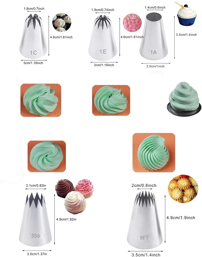 Large Piping Tips Set for Cake Decorating, Frosting Churros & Cupcake, 5 Pcs